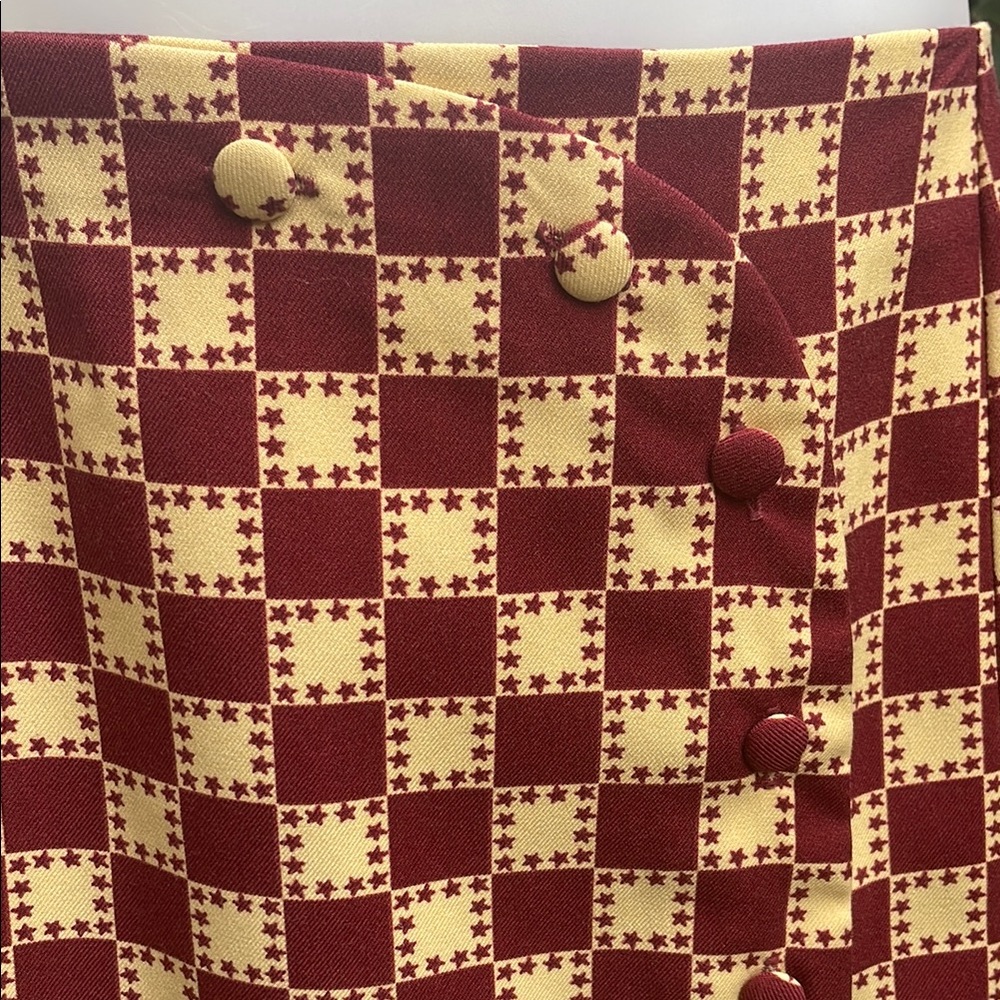 Urban Outfitters Checkered Burgundy and Cream Skirt - Picture 8 of 14